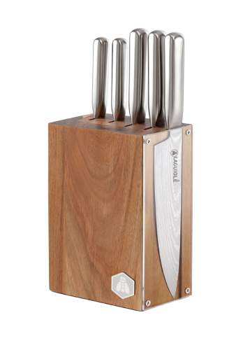BLOC COUTEAUX 5PCS ACACIA REFLET ACIER-BOIS