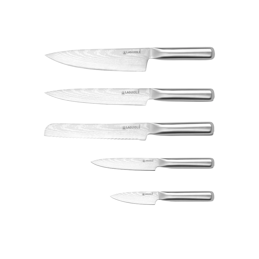 BLOC COUTEAUX 5PCS ACACIA REFLET ACIER-BOIS