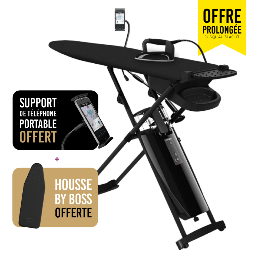 Offre Laurastar Août SMART M : housse BOSS et support téléphone offerts