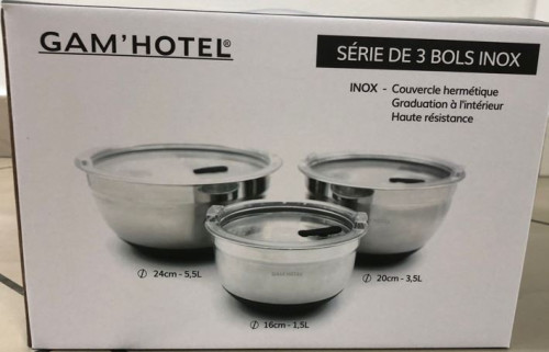 SET DE TROIS BOLS INOX GAM HOTEL